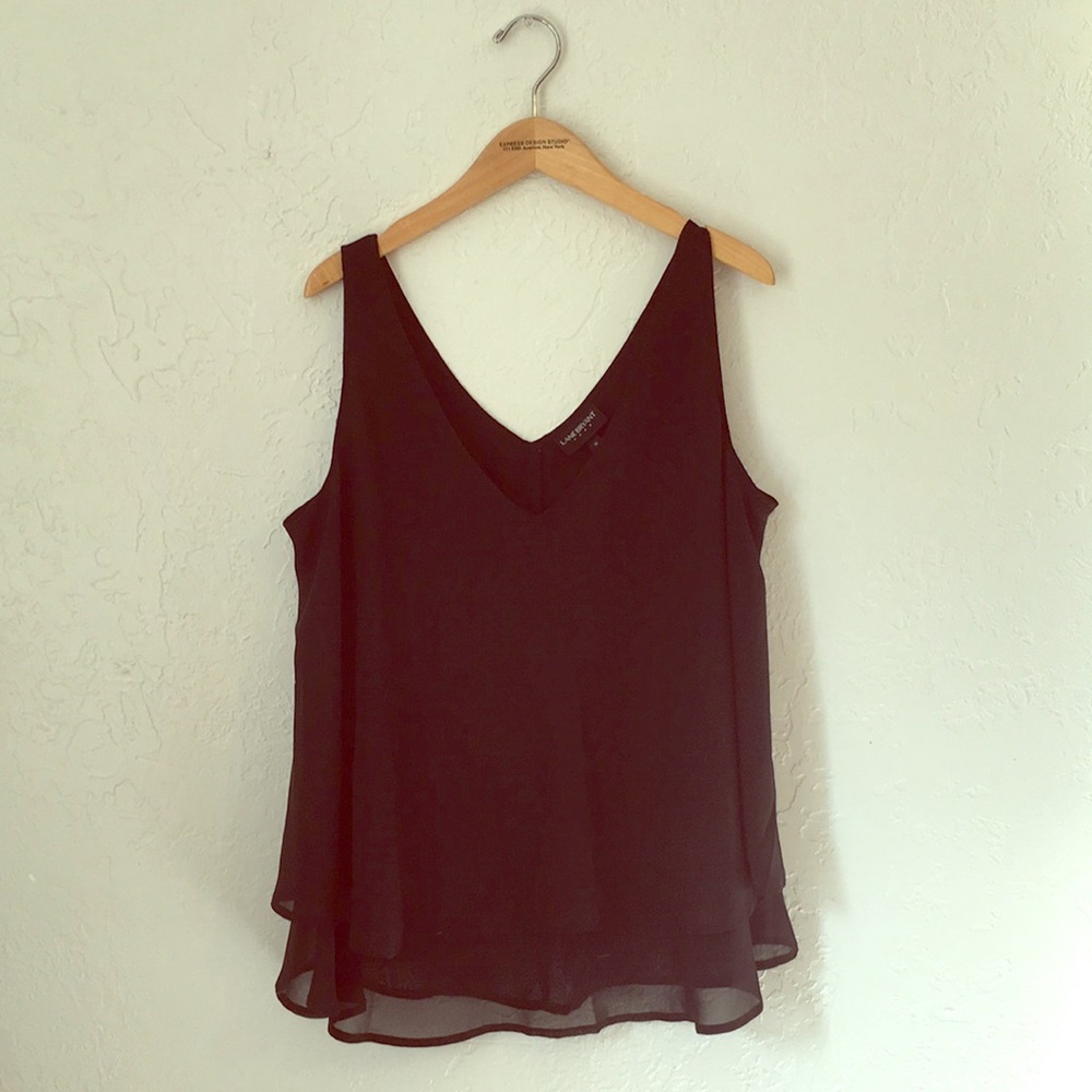 Black, layered chiffon short sleeve blouse.